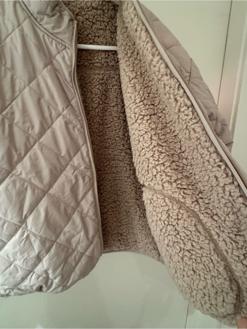 GAP Quilted Teddy-Lined Jacket in Light Beige